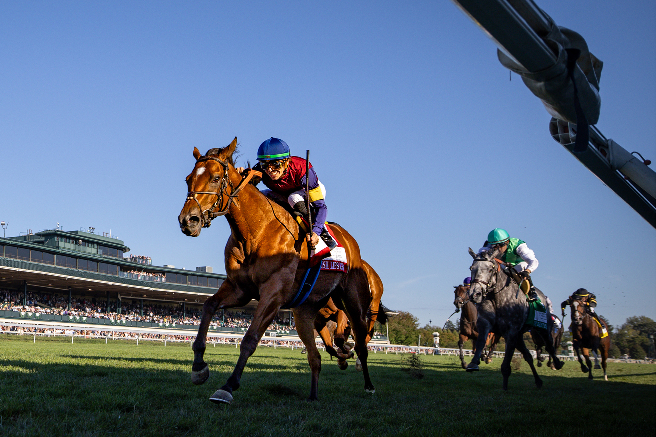 THE QUEEN ELIZABETH II (G1)Lush Lips (GB)TB, B, F, foaled January 28, 2022( Ten Sovereigns (IRE) - Lamyaa (GB), by Arcano (IRE) )Connections as of Current Entry:Jockey: Tyler GaffalioneTrainer: Brendan P. WalshOwner: Medallion Racing, Parkland Thoroughbreds, Hoffman Thoroughbreds, LLC, Shanahan, Mrs. Paul and Magnier, Mrs. M. V.Breeder: The Pocock Family